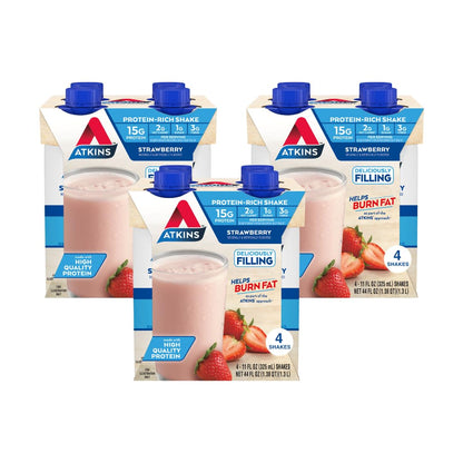 Atkins Protein Shake, 15G Protein, Low Glycemic, 2G Net Carb, 1G Sugar, Keto Friendly, 12 Count