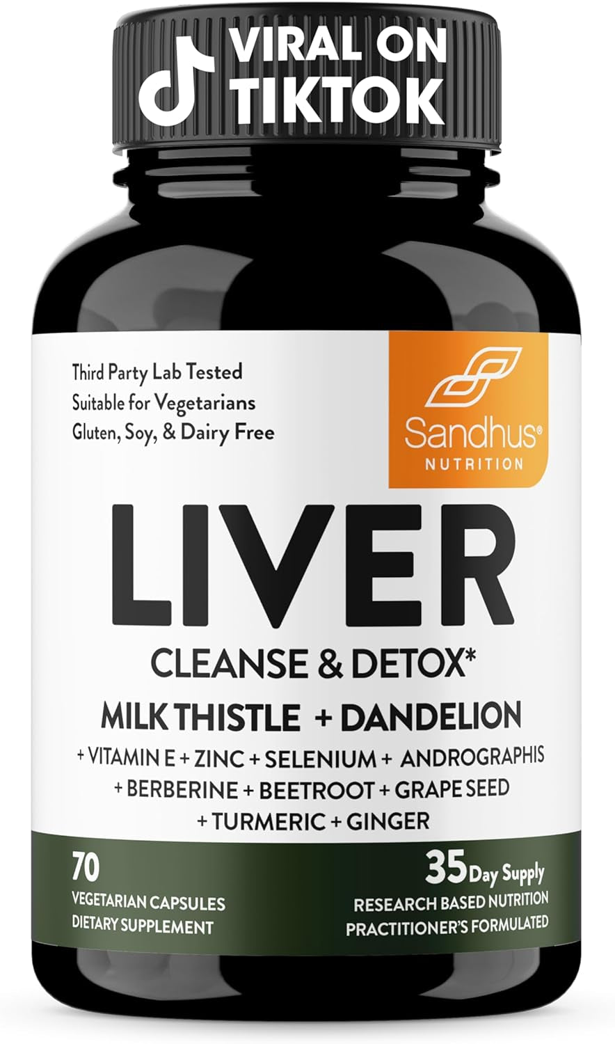 Sandhu's Liver Renew Cleanse Detox, Repair & Support |70 Capsules| 1 Month+ Supply (Pack of 1)| Herbal Supplement for Liver Health| Milk Thistle Dandelion Root with 9 Minerals