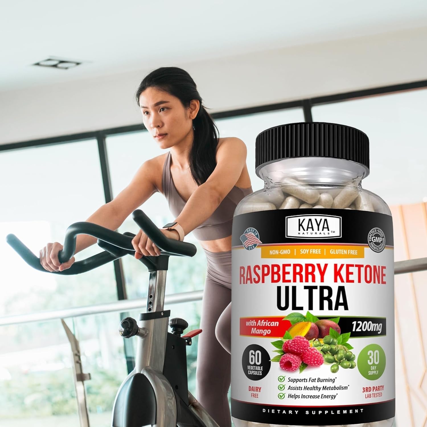 Kaya Naturals Keto Diet Raspberry Ketone - Weight Loss Supplement, Appetite Control, Boost Metabolism - 60 Count