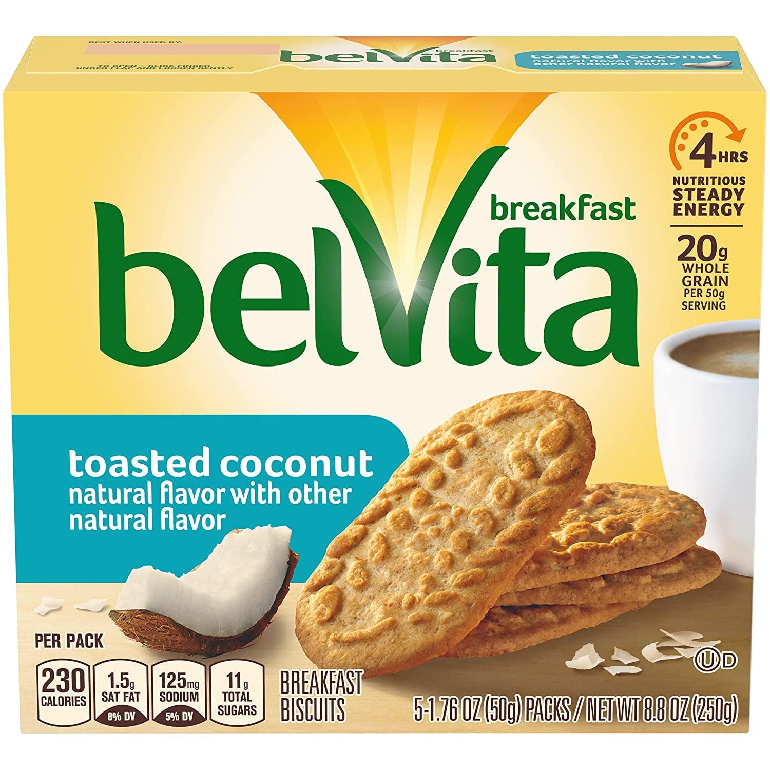 Belvita Cinnamon Brown Sugar Breakfast Biscuits, 8 Packs (4 Biscuits per Pack)