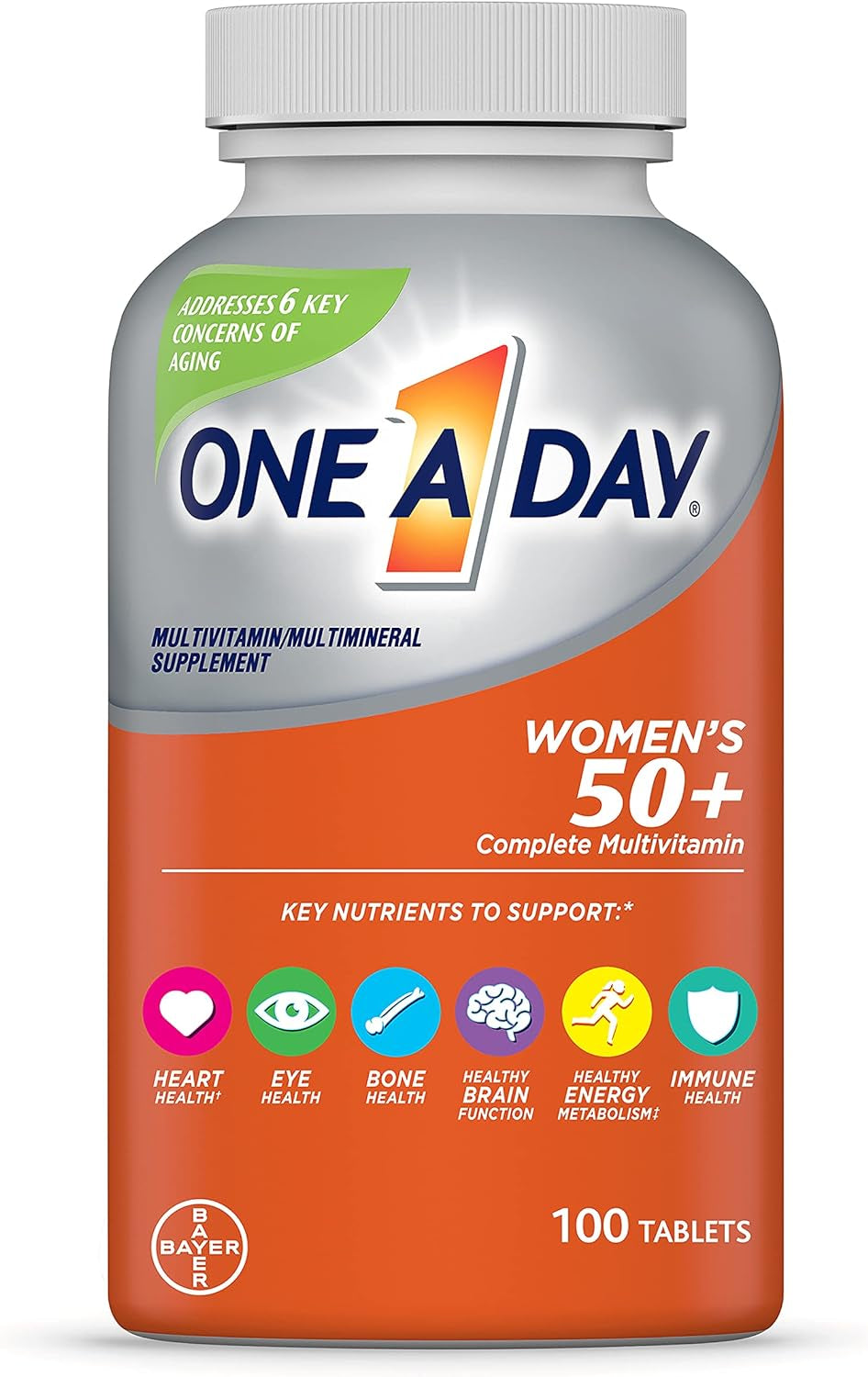 One a Day Women’S 50+ Multivitamins, Multivitamin for Women with Vitamin A, C, D, E and Zinc for Immune Health Support*, Calcium & More, 100 Count