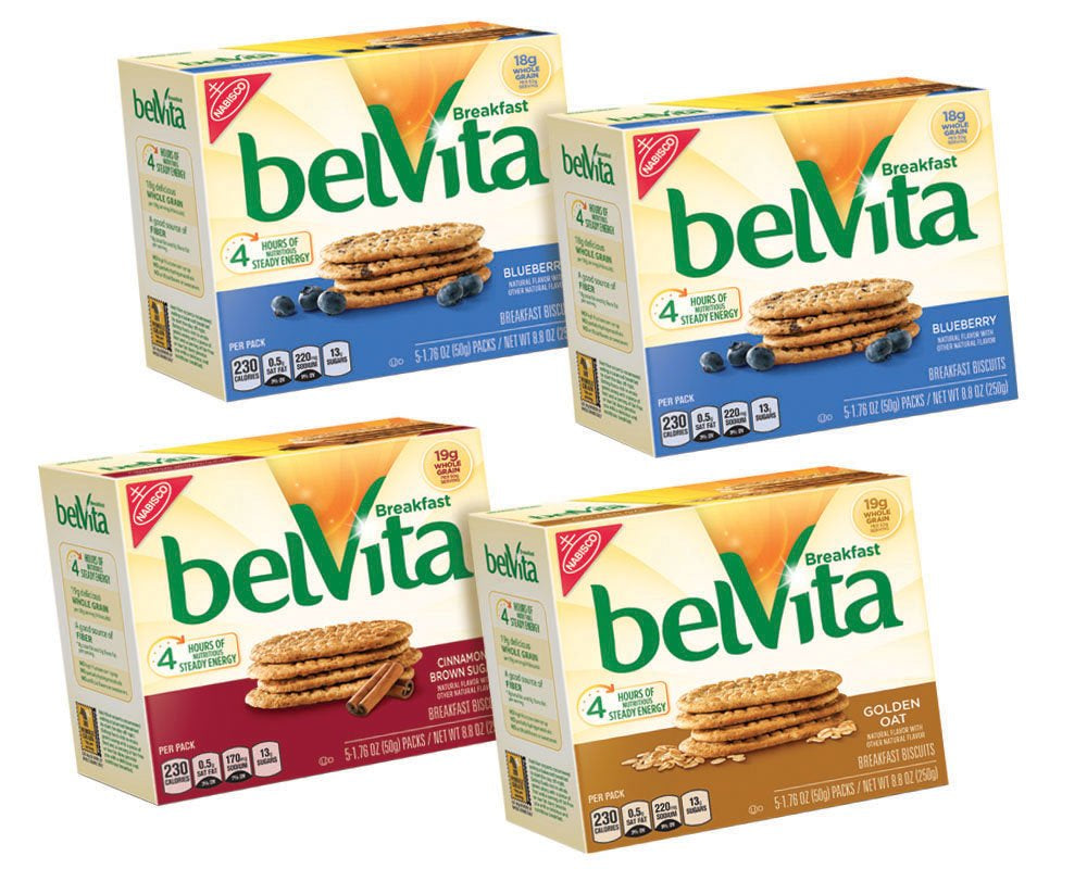 Belvita Cinnamon Brown Sugar Breakfast Biscuits, 8 Packs (4 Biscuits per Pack)