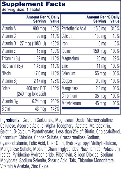 One a Day Men’s Multivitamin, Supplement Tablet with Vitamin A, Vitamin C, Vitamin D, Vitamin E and Zinc for Immune Health Support, B12, Calcium & More (Packaging May Vary)