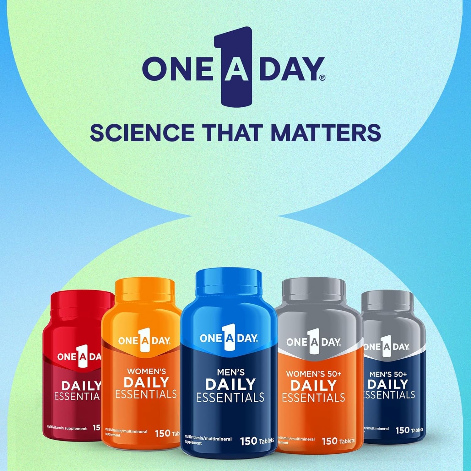 One-A-Day Men’s Multivitamin Daily Essentials, Multivitamin for Men Tablet, Supports Healthy Muscle Function, Physical Energy, and Immune Health with Vitamin B12, Vitamin C, and Zinc, 150 Count​