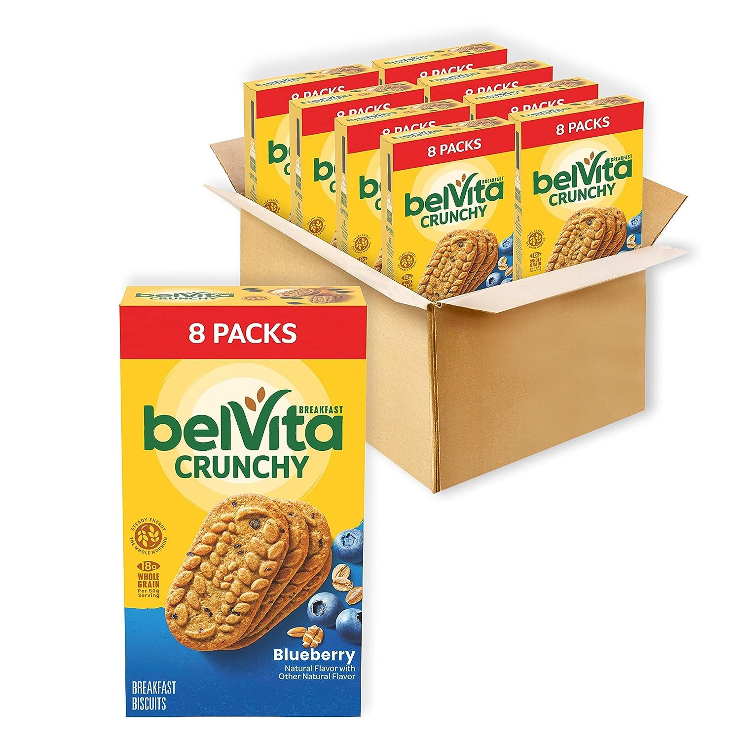 Belvita Cinnamon Brown Sugar Breakfast Biscuits, 8 Packs (4 Biscuits per Pack)