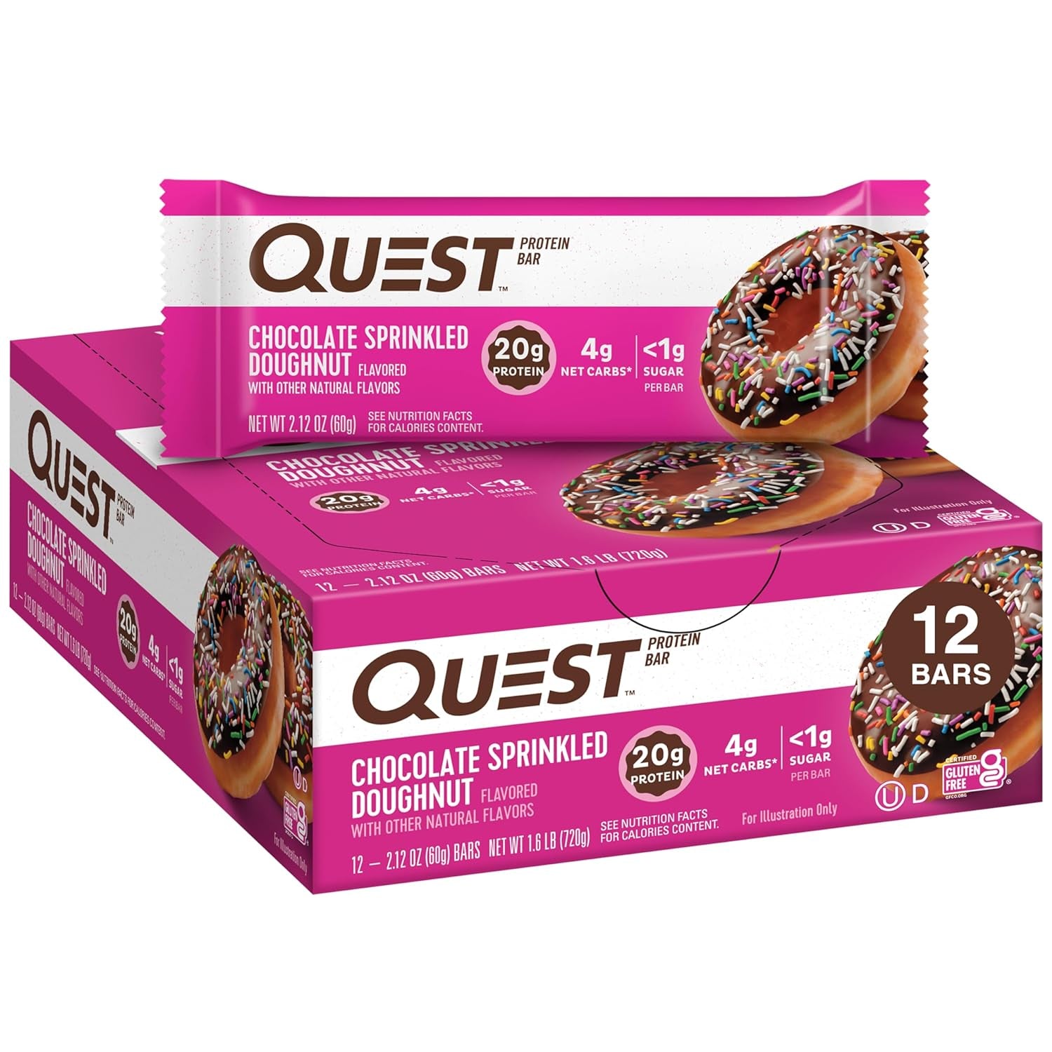 Quest Nutrition Chocolate Peanut Butter Bars, High Protein, Low Carb, Gluten Free, Keto Friendly