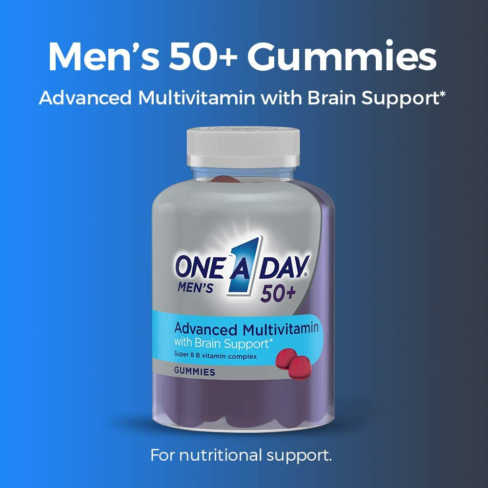 One a Day Men’s 50+ Gummies, Advanced Multivitamin for Men with Brain Support and Immunity Support, Vitamins for Men with Super 8 B Vitamin Complex, 110 Count