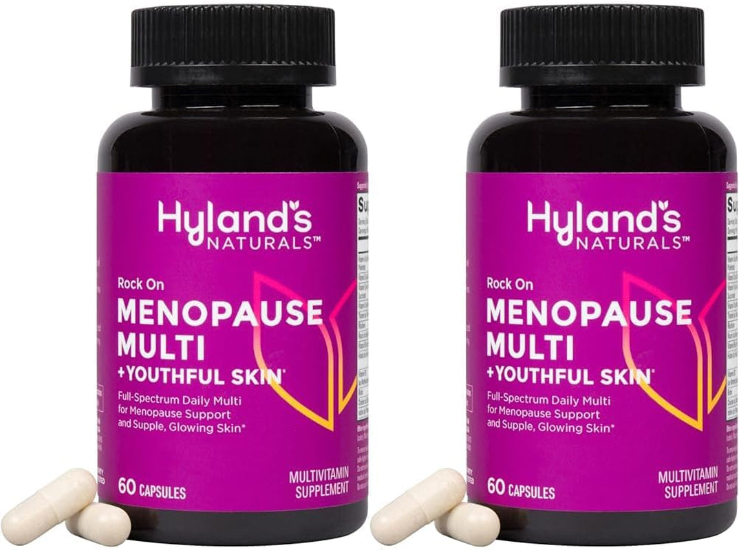 Hyland's Rock on Menopause + Youthful Skin Multivitamin for Women with Immune Support - 60 Capsules - Menopause Relief for Women with Biotin, Collagen, and Red Clover