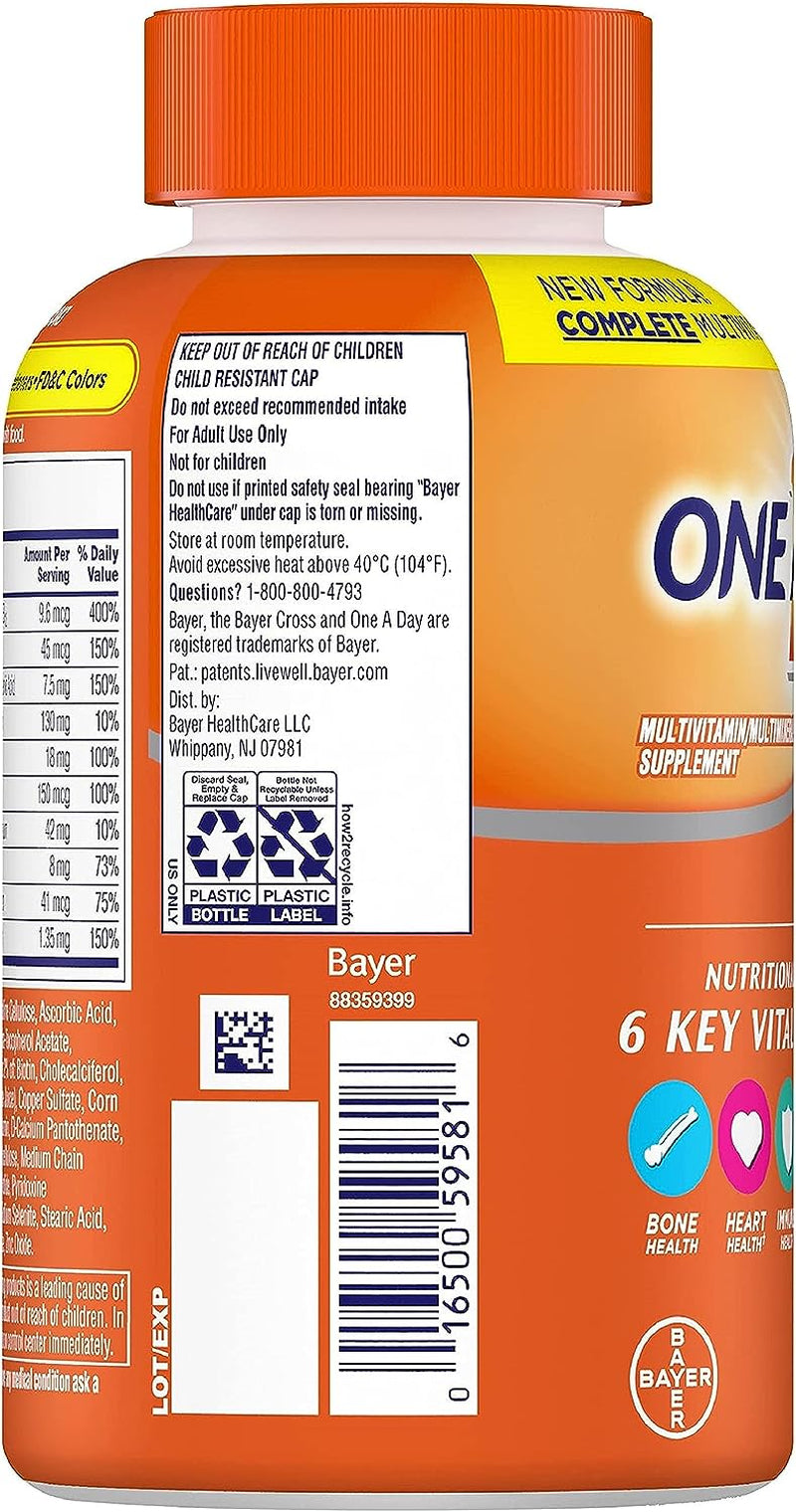 ONE a DAY Womens Complete Daily Multivitamin with Vitamin A, B , C, D, and E, Calcium and Magnesium, Immune Health Support