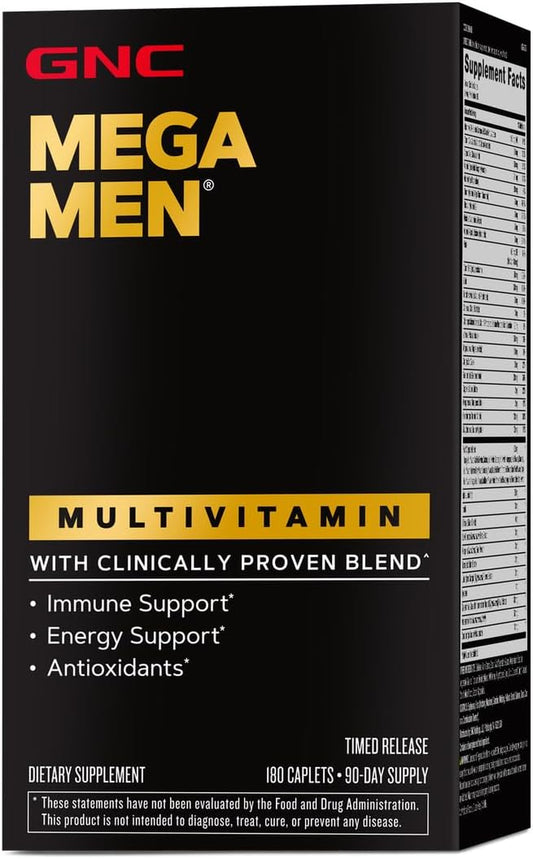 GNC Mega Men Multivitamin | Antioxidants, Heart Health, and Immune Support | 180 Count