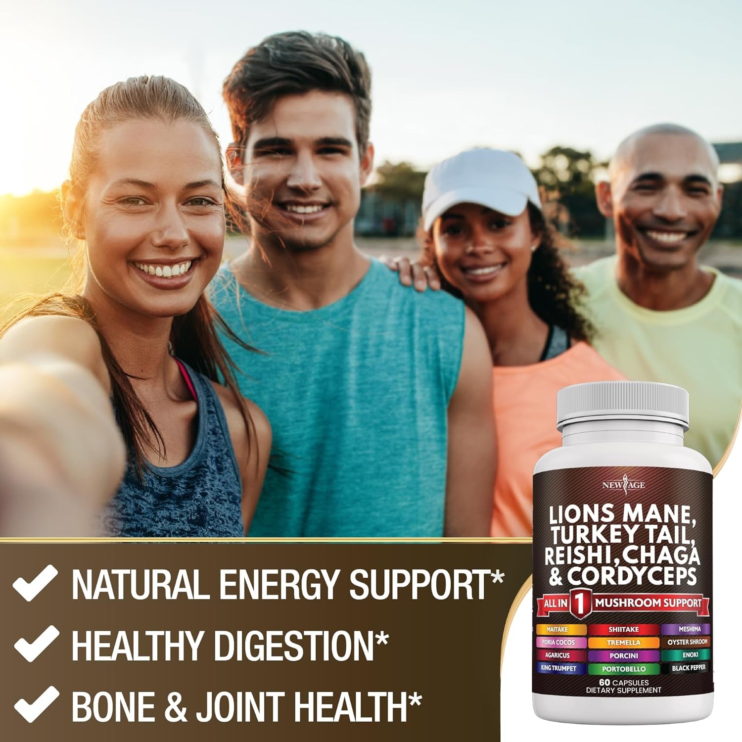 NEW AGE Lions Mane 3000Mg 20In1 Mushroom Supplement with Turkey Tail 2000Mg Reishi 1000Mg Cordyceps Chaga 1000Mg with Marshmallow Root