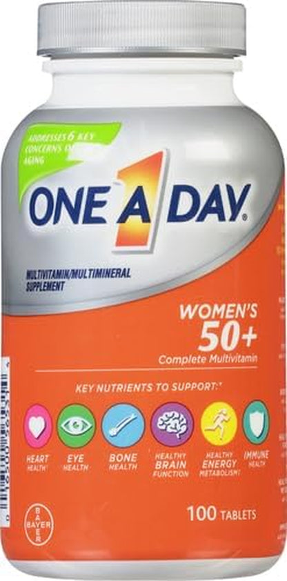 One a Day Women’S 50+ Multivitamins, Multivitamin for Women with Vitamin A, C, D, E and Zinc for Immune Health Support*, Calcium & More, 100 Count