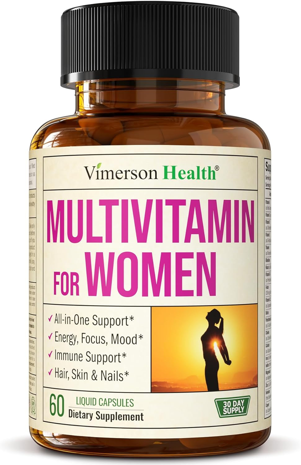 Multivitamin for Women - Womens Multivitamin & Multimineral Supplement for Energy, Mood, Hair, Skin & Nails - Womens Daily Multivitamins A, B, C, D, E, Zinc, Calcium & More. Women'S Vitamins Capsules