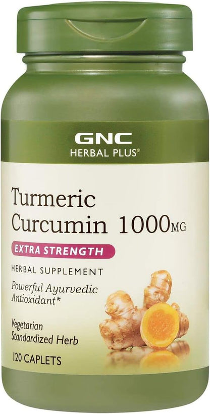 GNC Herbal plus Turmeric Curcumin 1000Mg Extra Strength, 120 Caplets