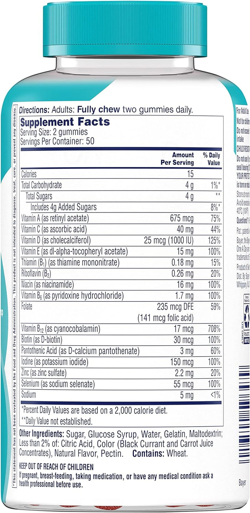 ONE a DAY Multi+ Brain Support Gummies, Multivitamin Gummies for Men & Women with Boost of Brain Support with Super 8 B Vitamin Complex, 100 Count