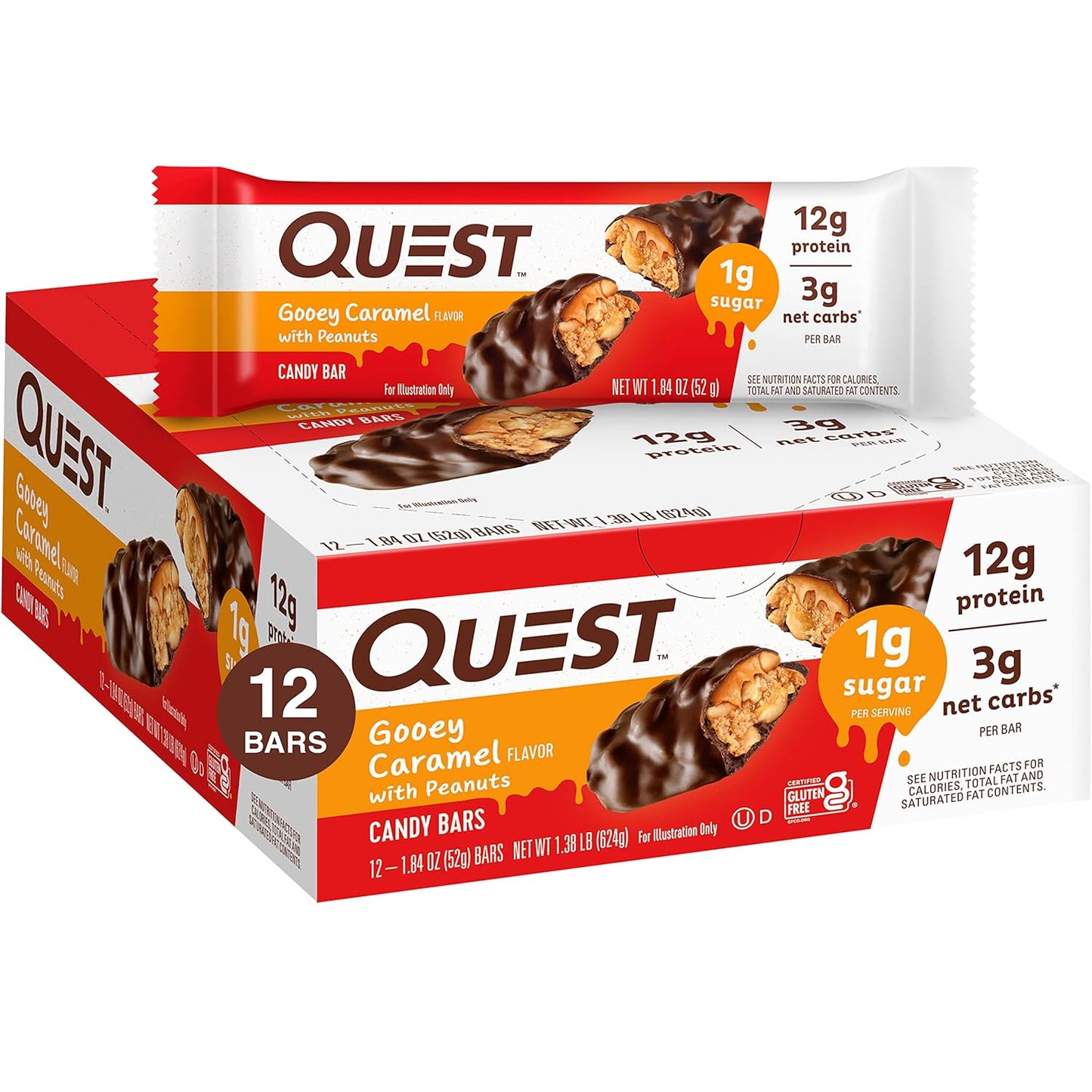 Quest Nutrition Chocolate Peanut Butter Bars, High Protein, Low Carb, Gluten Free, Keto Friendly