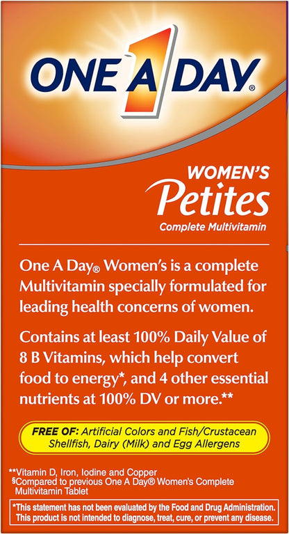 One a Day Women’S Petites Multivitamin,Supplement with Vitamin A, C, D, E and Zinc for Immune Health Support, B Vitamins, Biotin, Folate (As Folic Acid) & More,Tablet