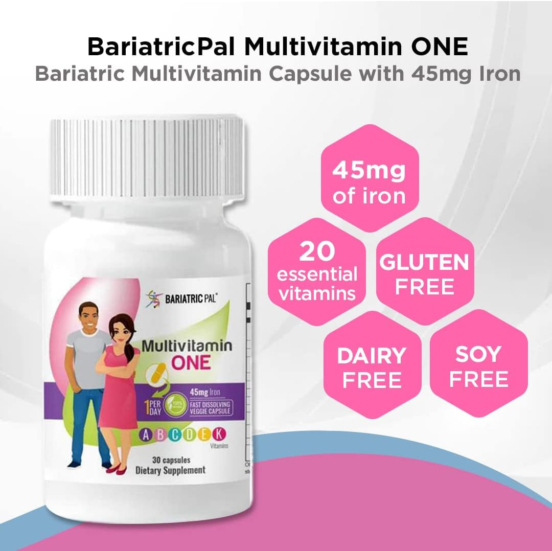 Bariatricpal Multivitamin ONE 1 per Day! Bariatric Multivitamin Capsule with 45Mg Iron