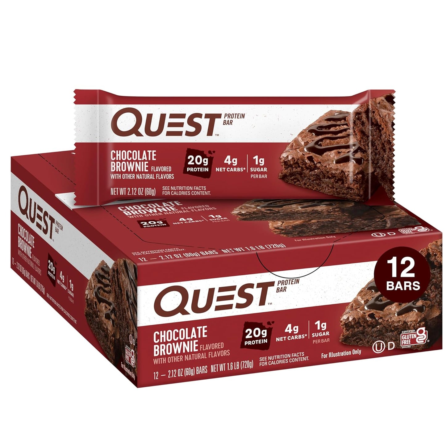 Quest Nutrition Chocolate Peanut Butter Bars, High Protein, Low Carb, Gluten Free, Keto Friendly