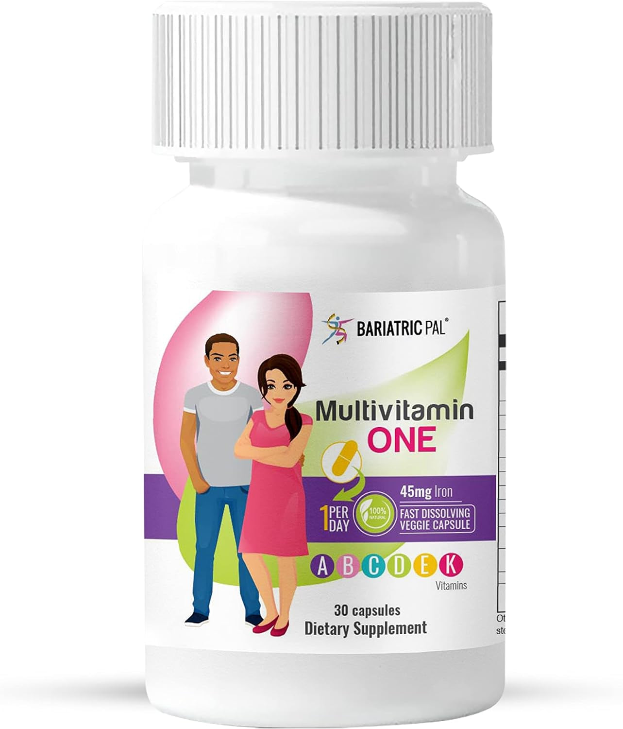 Bariatricpal Multivitamin ONE 1 per Day! Bariatric Multivitamin Capsule with 45Mg Iron