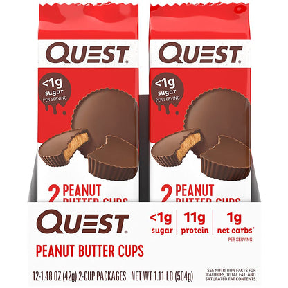 Quest Nutrition High Protein Low Carb, Gluten Free, Keto Friendly, Peanut Butter Cups, 12 Count (Pack of 1) (Total- 17.76 Ounce)