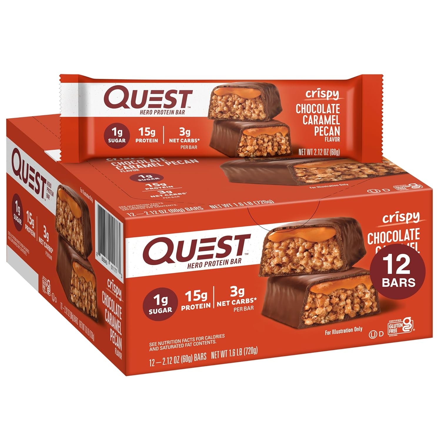 Quest Nutrition Chocolate Peanut Butter Bars, High Protein, Low Carb, Gluten Free, Keto Friendly