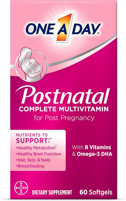 ONE a DAY Postnatal Complete Multivitamin for Post-Pregnancy with Folic Acid and Omega-3 DHA, 60 Count (Packaging May Vary)