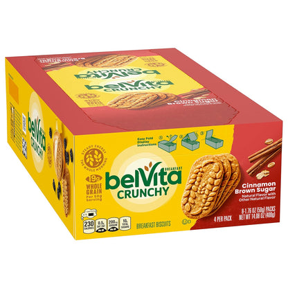 Belvita Cinnamon Brown Sugar Breakfast Biscuits, 8 Packs (4 Biscuits per Pack)