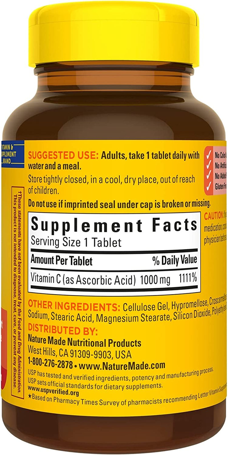 Nature Made Extra Strength Vitamin C 1000 Mg, Dietary Supplement for Immune Support, 100 Tablets, 100 Day Supply