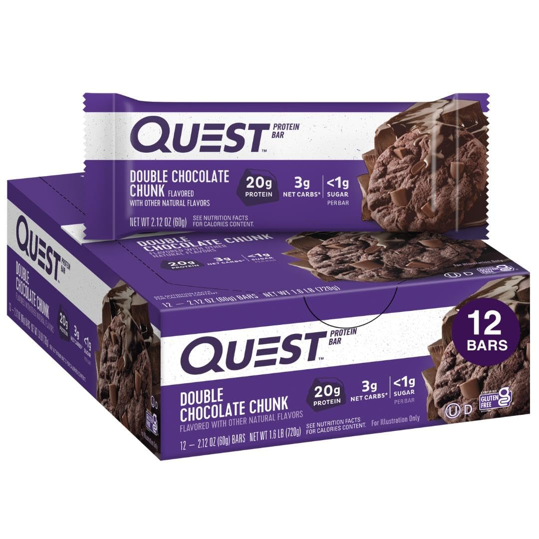 Quest Nutrition Chocolate Peanut Butter Bars, High Protein, Low Carb, Gluten Free, Keto Friendly