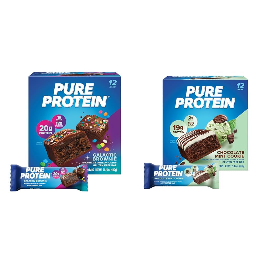 Pure Protein Bars, High Protein, Nutritious Snacks to Support Energy, Low Sugar, Gluten Free, Chocolate Peanut Caramel, 1.76Oz, 12 Count (Pack of 1) (Packaging May Vary)