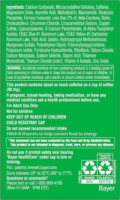 One a Day Energy Multivitamin with Vitamin A, C, D, E, Zinc for Immune Health*, Caffeine, Biotin, B6, B12 & More, 50 Tablets