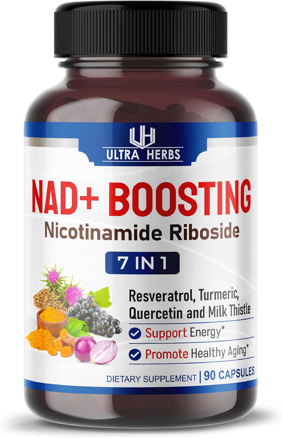 NAD+ Supplement 14,300Mg with Nicotinamide Riboside NR, Trans Resveratrol, Quercetin - Support Cellular Energy, Longevity, Healthy Aging *USA Made & Tested* 