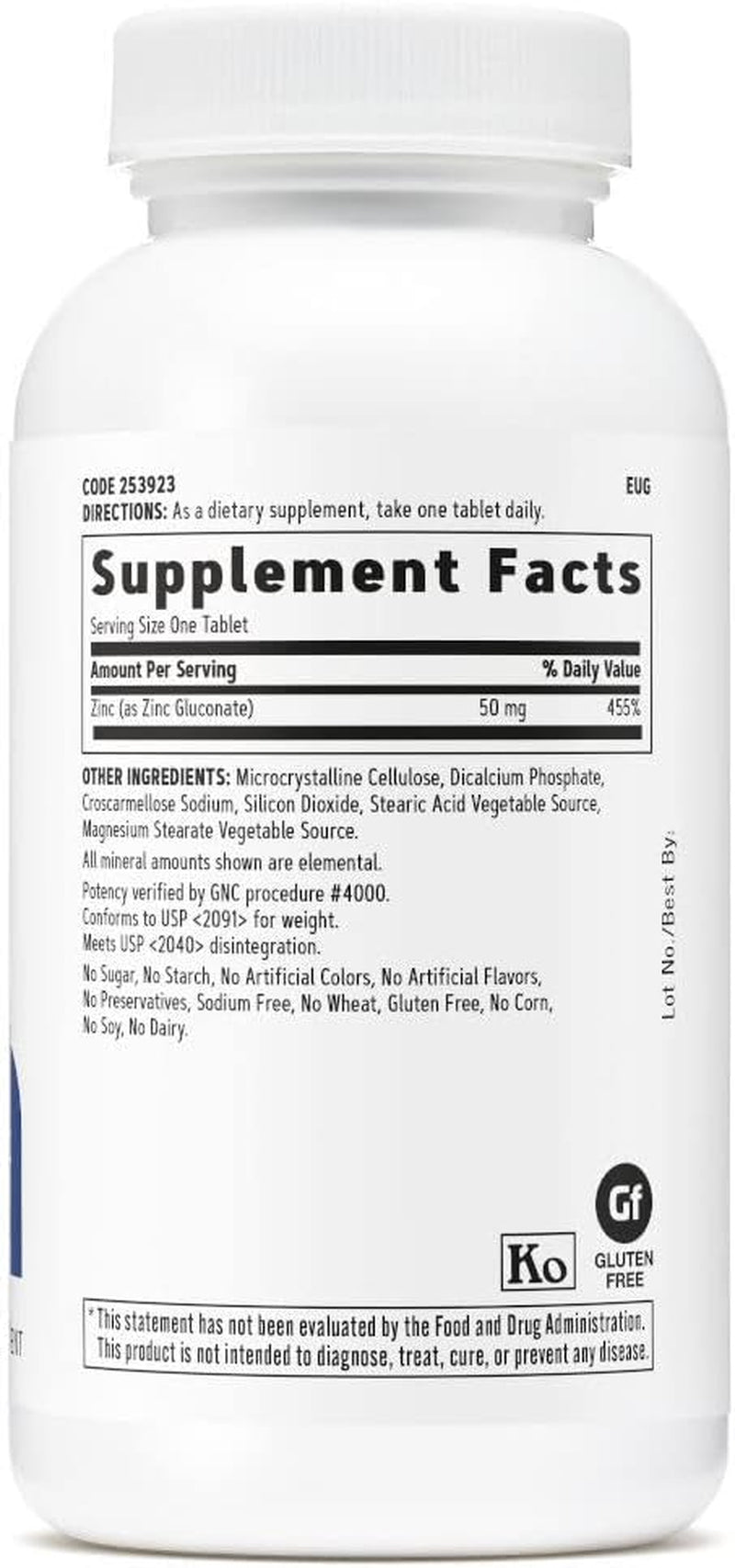 GNC Zinc 50Mg | Supports Natural Resistance in Immune System | 250 Count