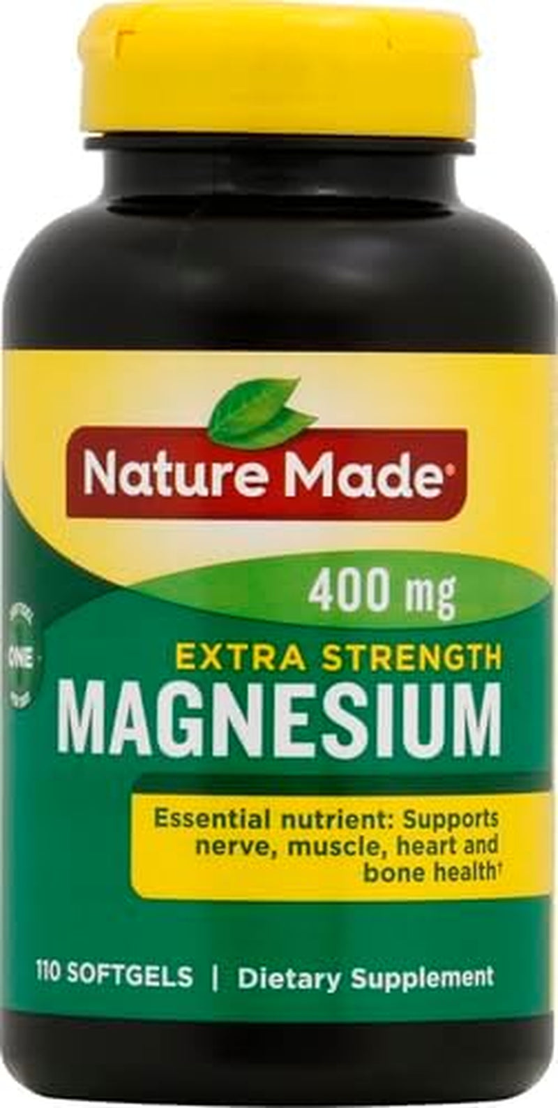 Nature Made Extra Strength Magnesium Oxide 400 Mg, Magnesium Supplement for Muscle, Nerve, Bone and Heart Support, 110 Softgels, 110 Day Supply