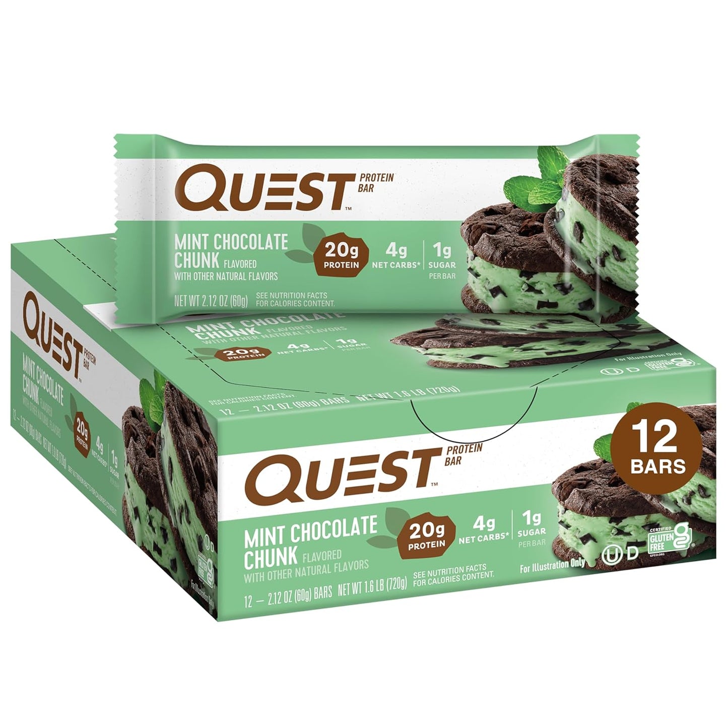 Quest Nutrition Chocolate Peanut Butter Bars, High Protein, Low Carb, Gluten Free, Keto Friendly