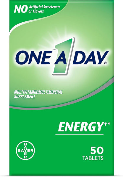 One a Day Energy Multivitamin with Vitamin A, C, D, E, Zinc for Immune Health*, Caffeine, Biotin, B6, B12 & More, 50 Tablets