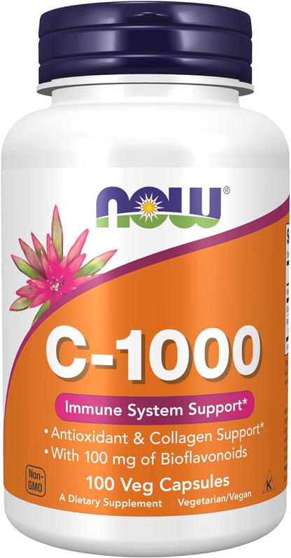 NOW Supplements, Vitamin C-1,000 with 100 Mg of Bioflavonoids, Antioxidant Protection*, 100 Veg Capsules