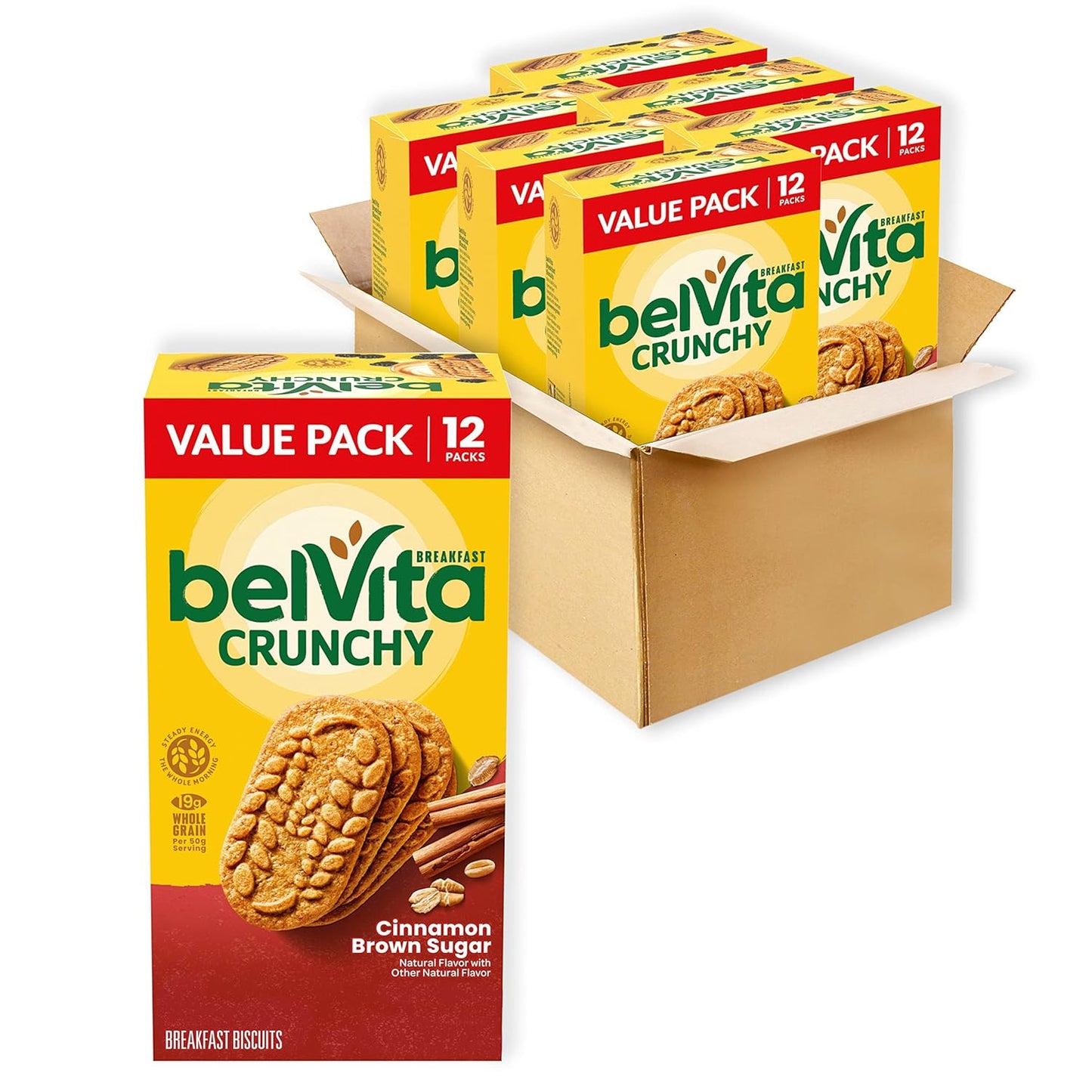 Belvita Cinnamon Brown Sugar Breakfast Biscuits, 8 Packs (4 Biscuits per Pack)